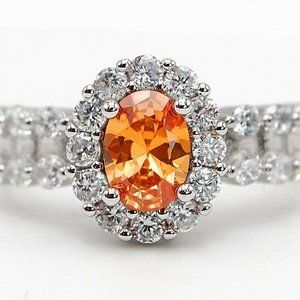 3CT Padparadscha Sapphire 925 Silver ~ Ring 6